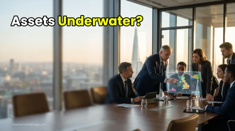 UK corporate insurance strategy showing commercial property flood risk analysis and asset protection in London.